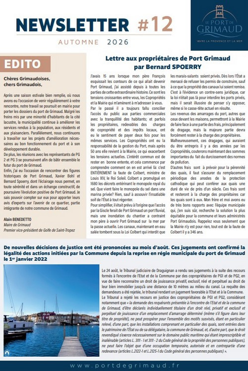 NEWSLETTER PORT GRIMAUD #12